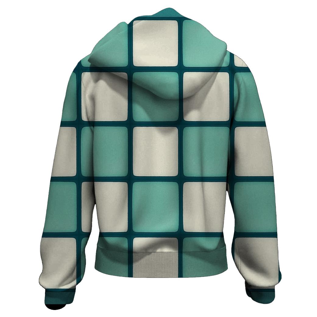 Itajime Teal Grid printed hoodies