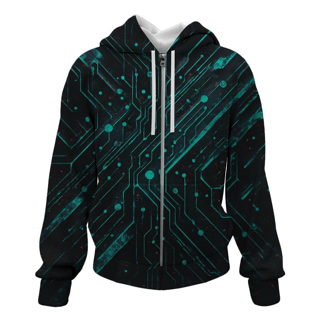 Abstract Glitch Circuit printed hoodies