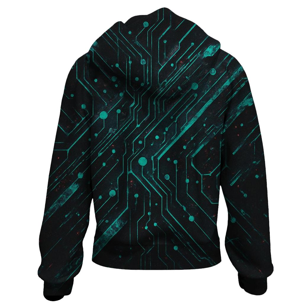 Abstract Glitch Circuit printed hoodies