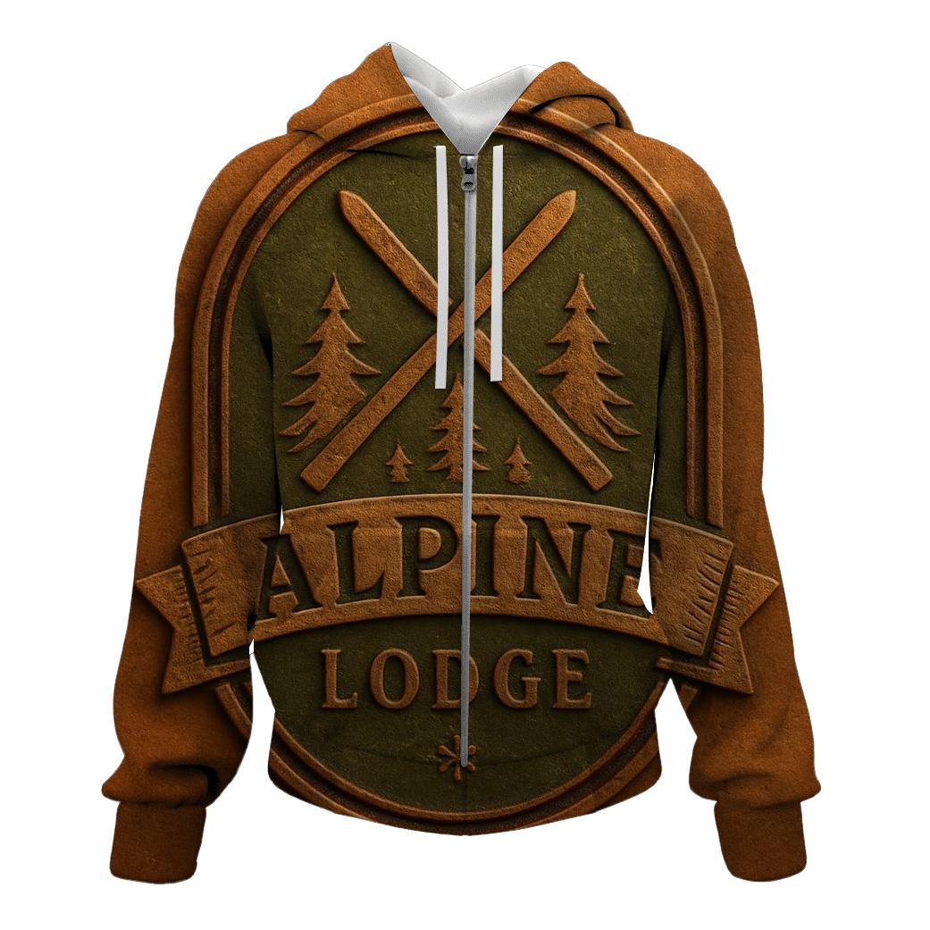 Rustic Mountain Lodge Crest embroidered hoodies