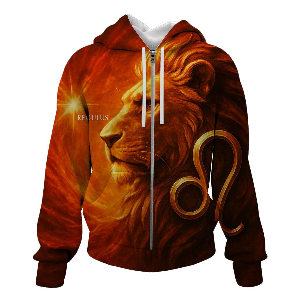 Leo Solar Flare Lion Artwork embroidered hoodies