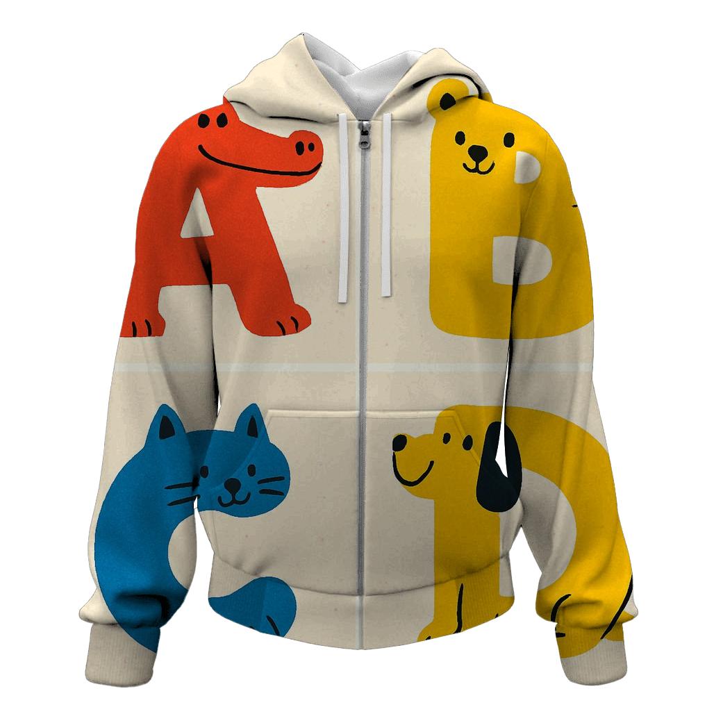 Playful Animal Alphabet premium hoodies