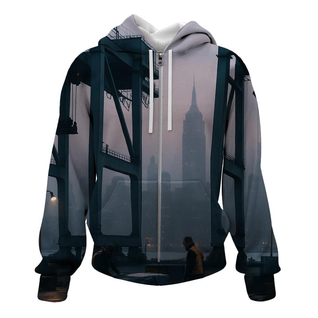 Harbor Crane Silhouettes At Pre-dawn graphic hoodies