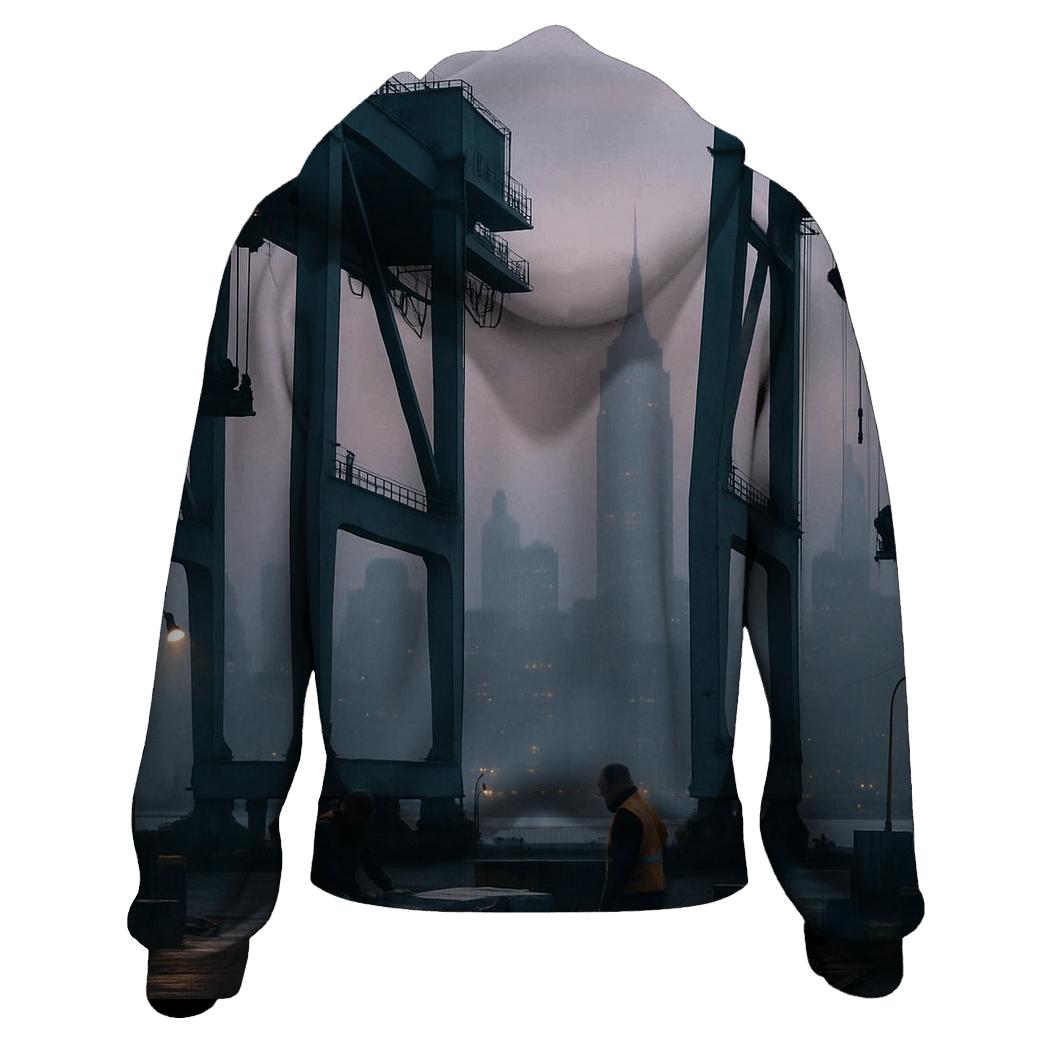 Harbor Crane Silhouettes At Pre-dawn graphic hoodies