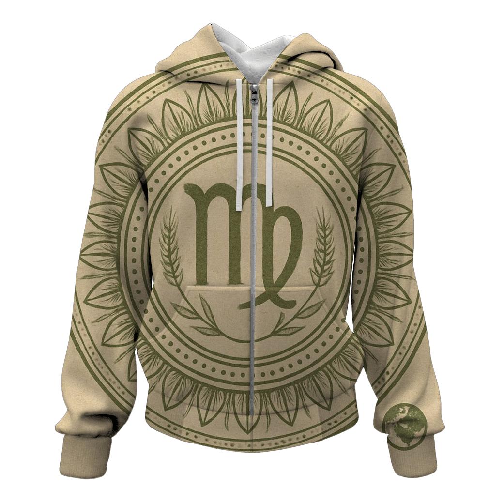 Virgo Earth Mandala Pattern pullover hoodies