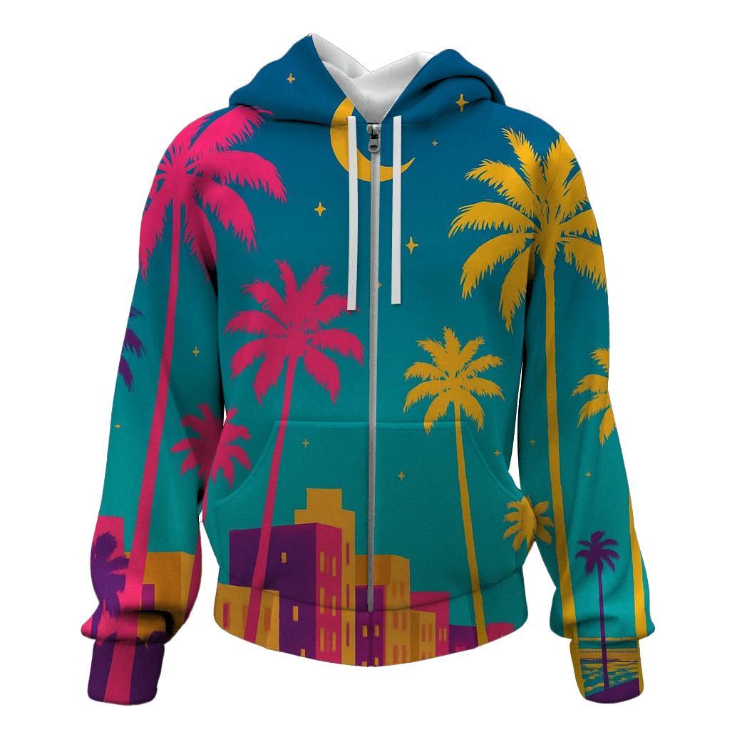 Miami Night Palms heavyweight hoodies