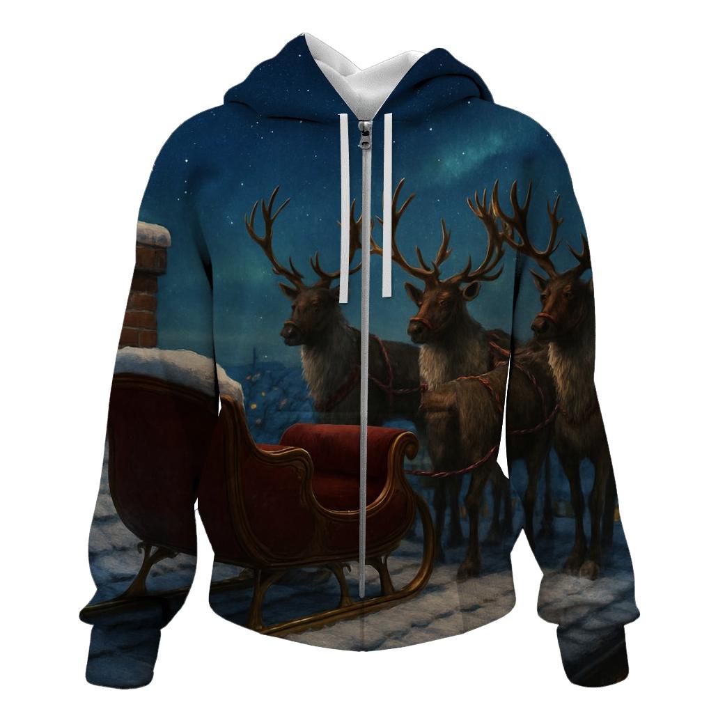 Santa Sleigh Rooftop printed hoodies