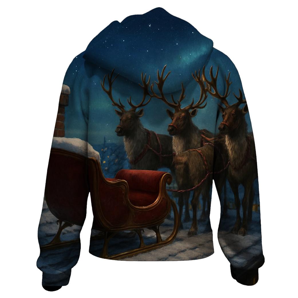 Santa Sleigh Rooftop printed hoodies