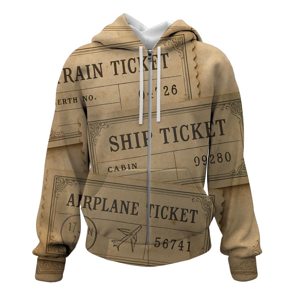 Antique Travel Ticket Stubs custom hoodies