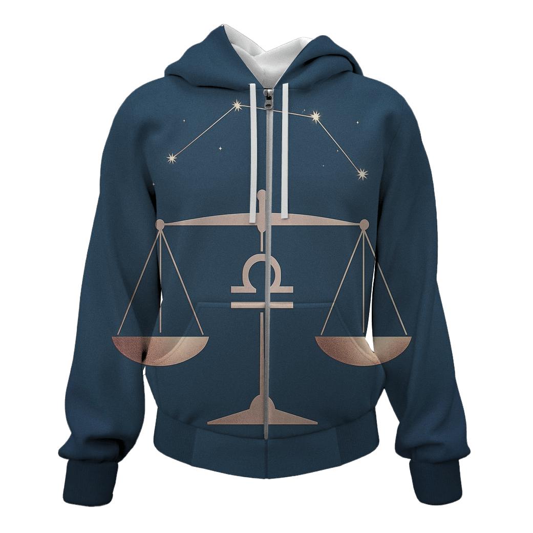 Libra Scales Balance Symbol printed hoodies