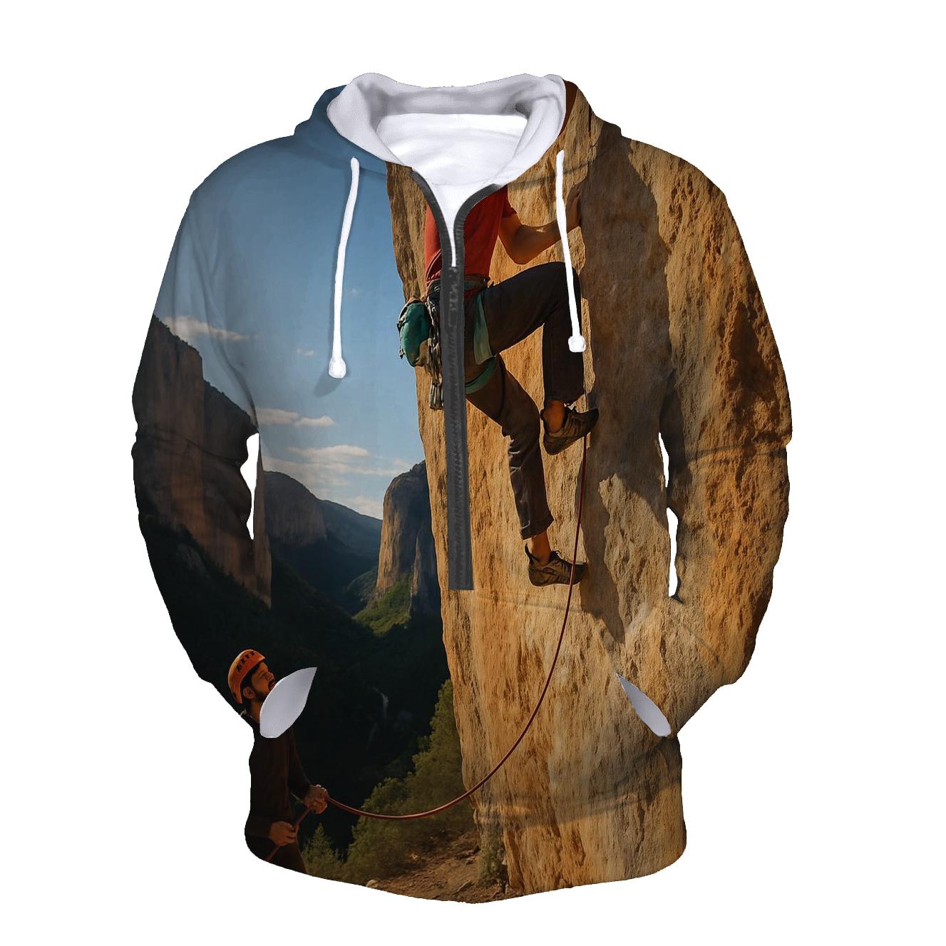 Cliff Face Rock Climb premium hoodies