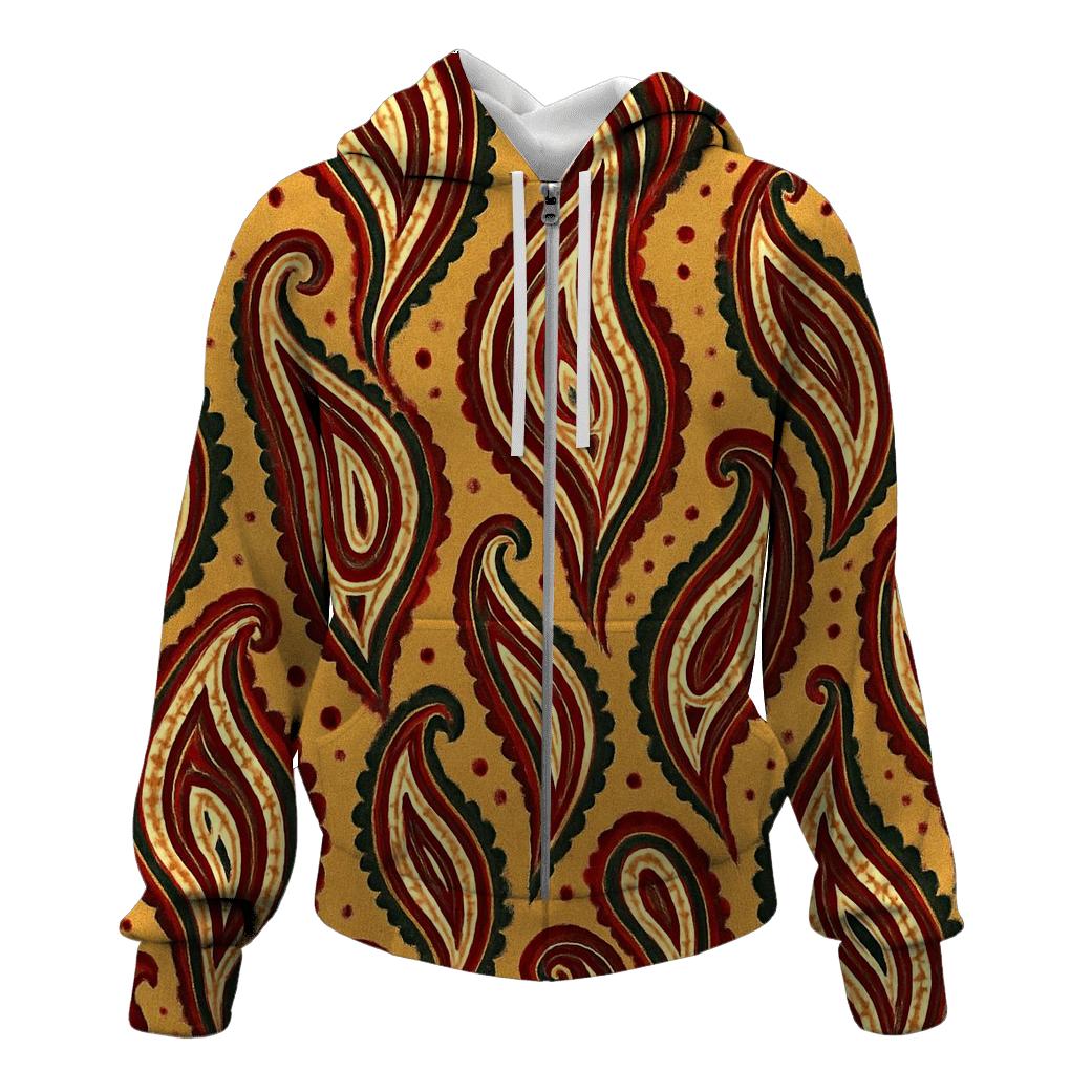 Mustard Paisley Cascade designer hoodies