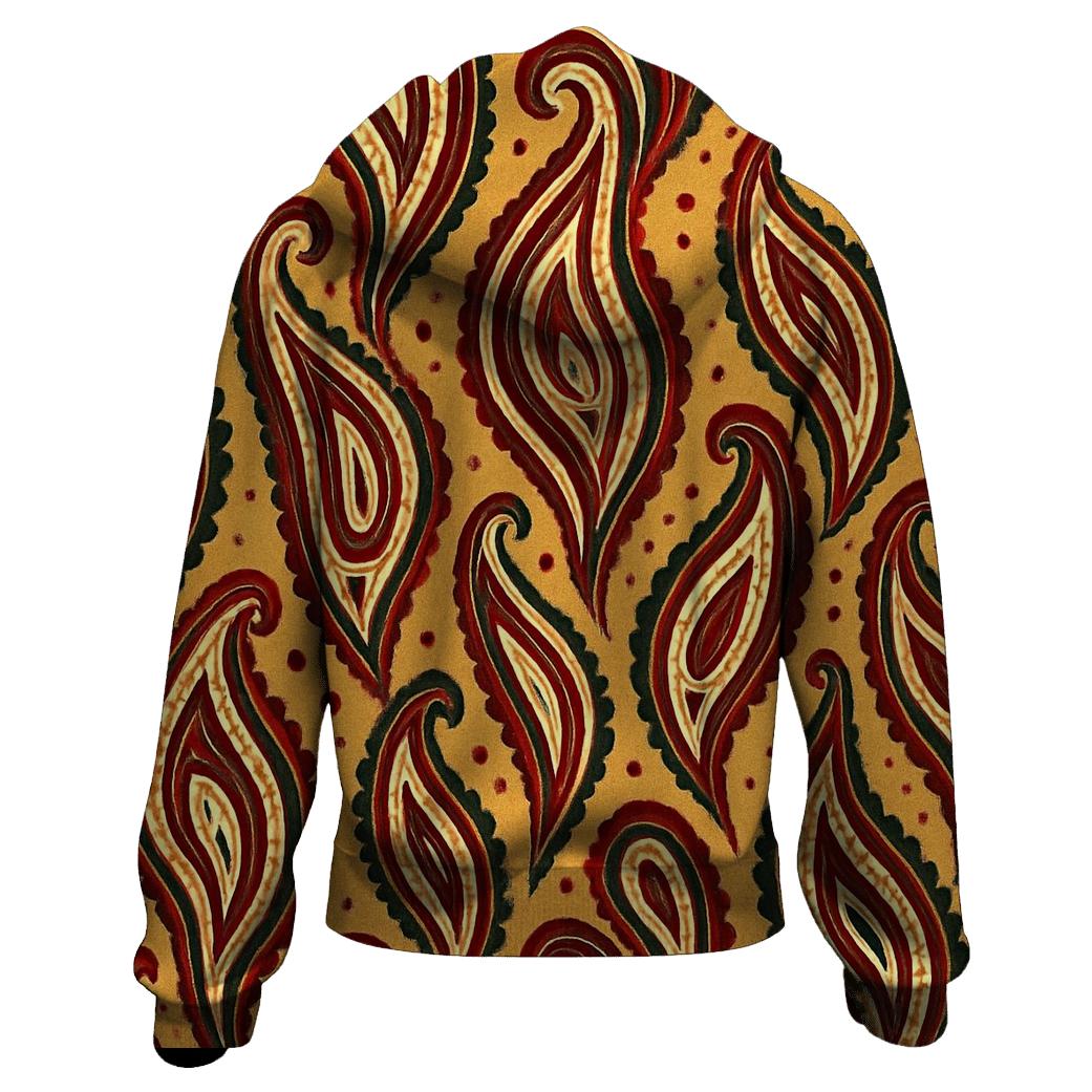 Mustard Paisley Cascade designer hoodies
