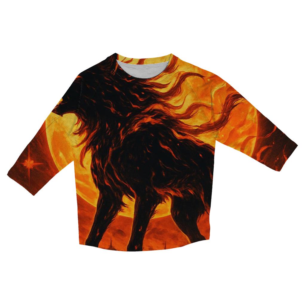 Solar Ember Lonewolf printed three quarter sleeve shirts