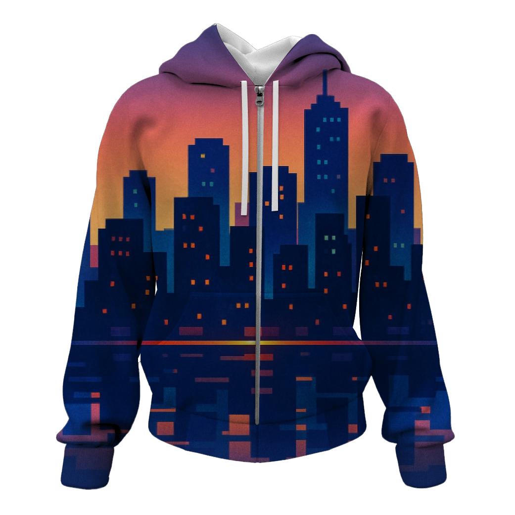 Pixel Skyline Glow hoodies fashion