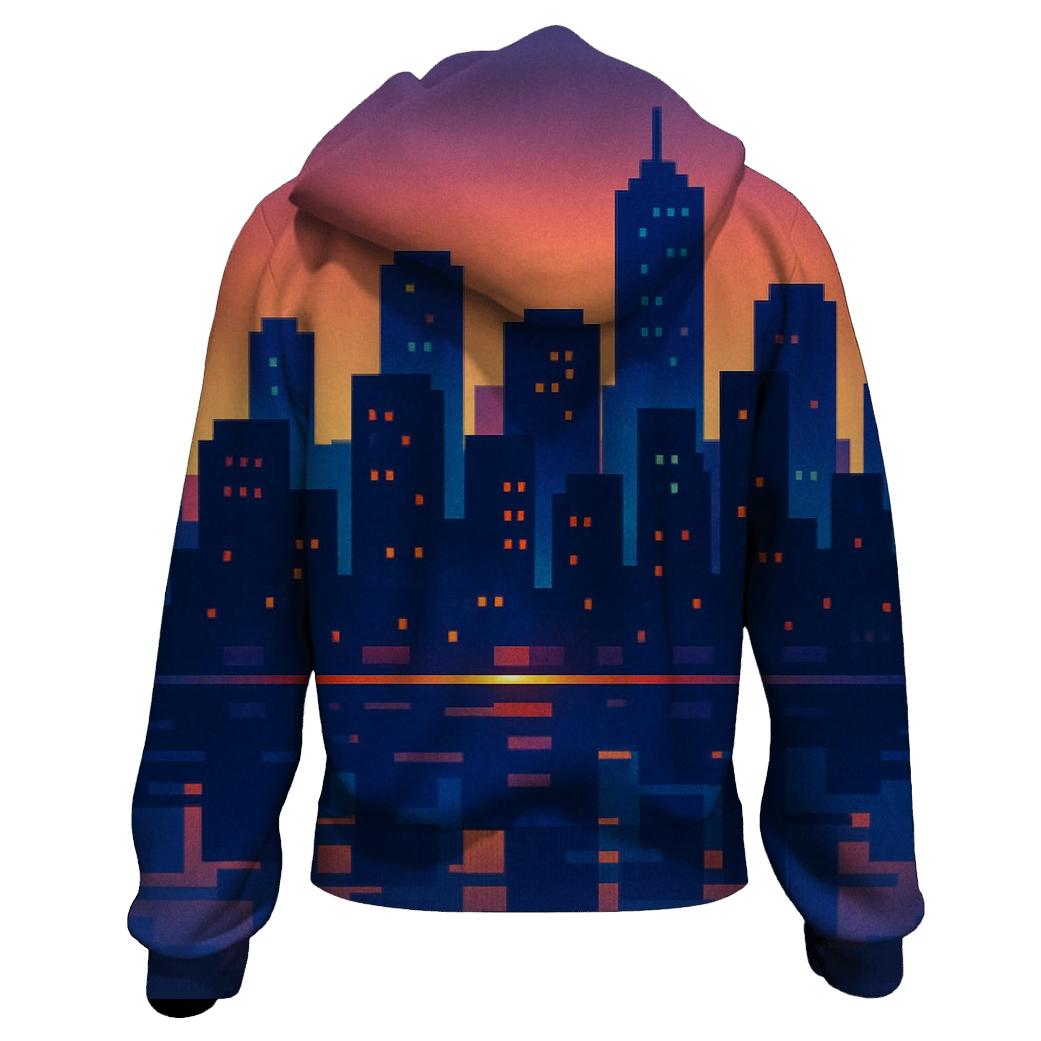 Pixel Skyline Glow hoodies fashion