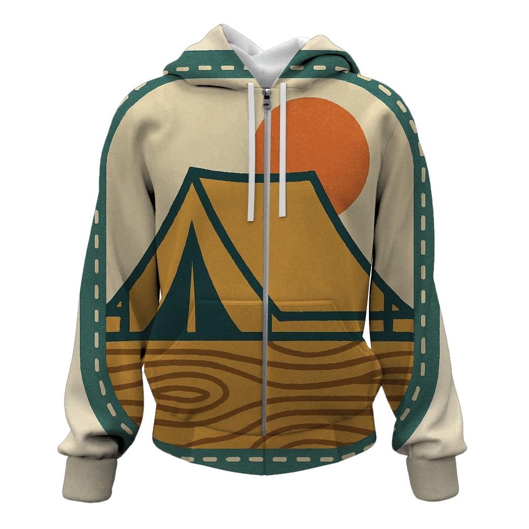 Retro Camping Patch printed hoodies