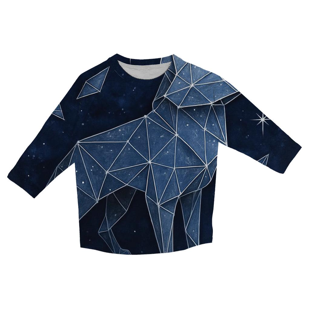 Starlit Origami Wolf cotton quarter sleeve shirts