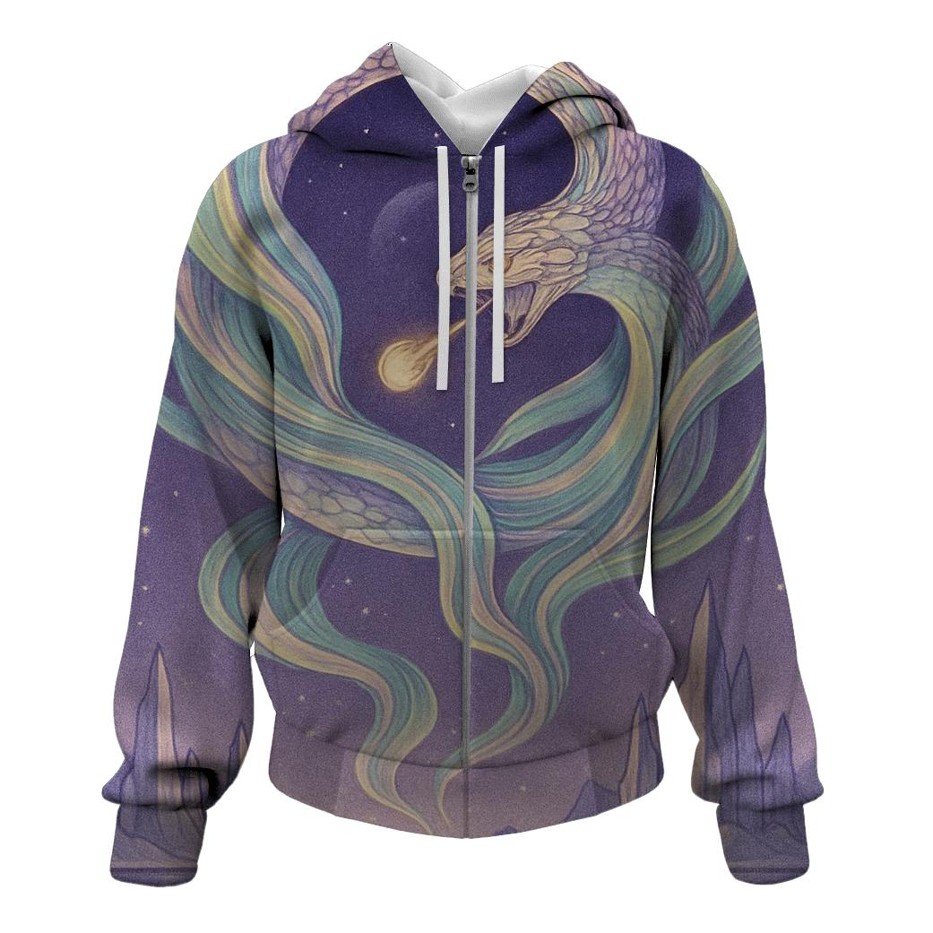 Aurora Silk Ouroboros embroidered hoodies