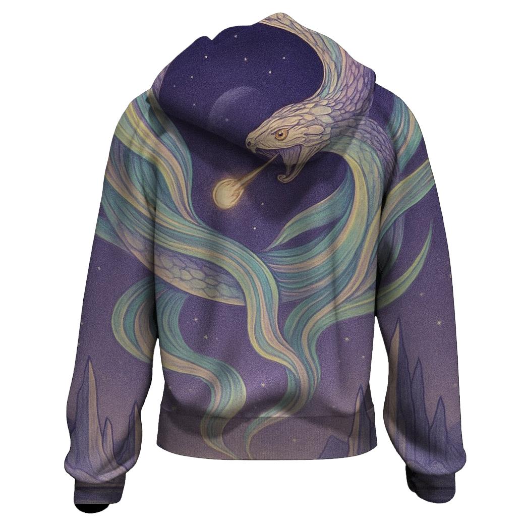 Aurora Silk Ouroboros embroidered hoodies