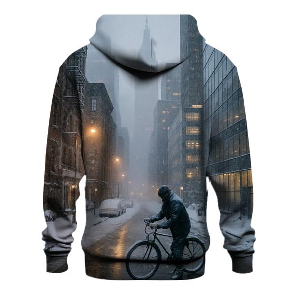 Snowbound Midtown Perspective From A Quiet Side Street premium hoodies