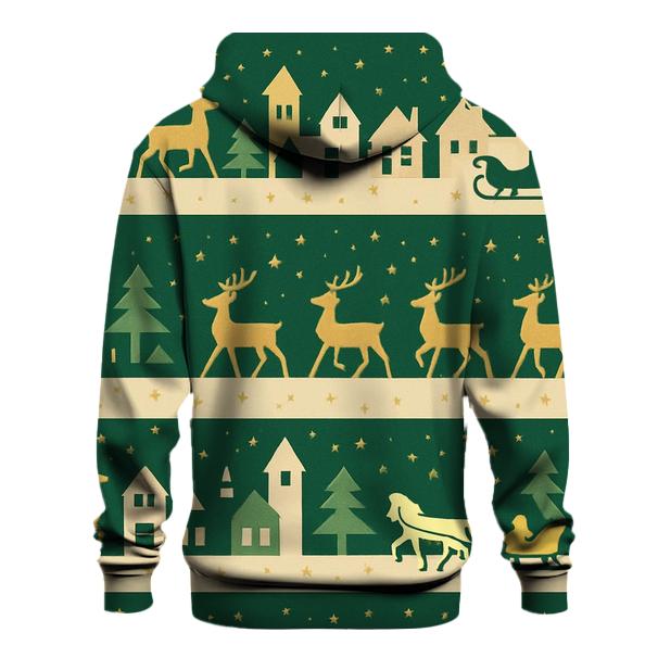 Reindeer Skyline Patchwork Design embroidered hoodies