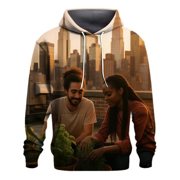 Sunset Golden Hour From A Rooftop Garden hoodie designs