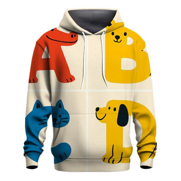 Playful Animal Alphabet lightweight hoodies