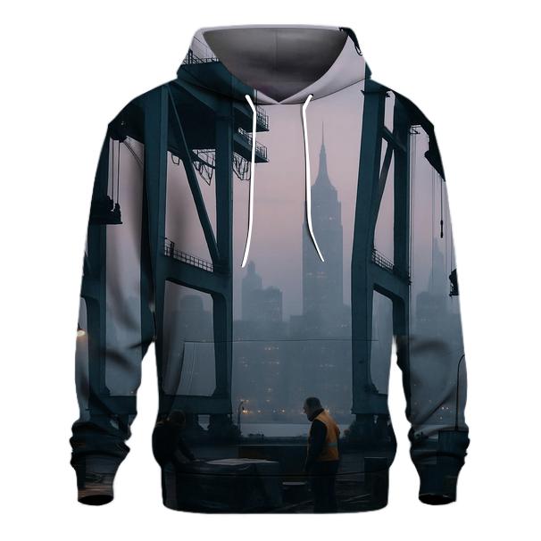 Harbor Crane Silhouettes At Pre-dawn lightweight hoodies