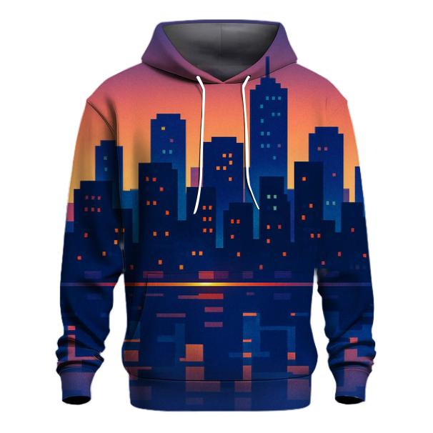 Pixel Skyline Glow custom hoodies