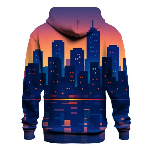 Pixel Skyline Glow custom hoodies