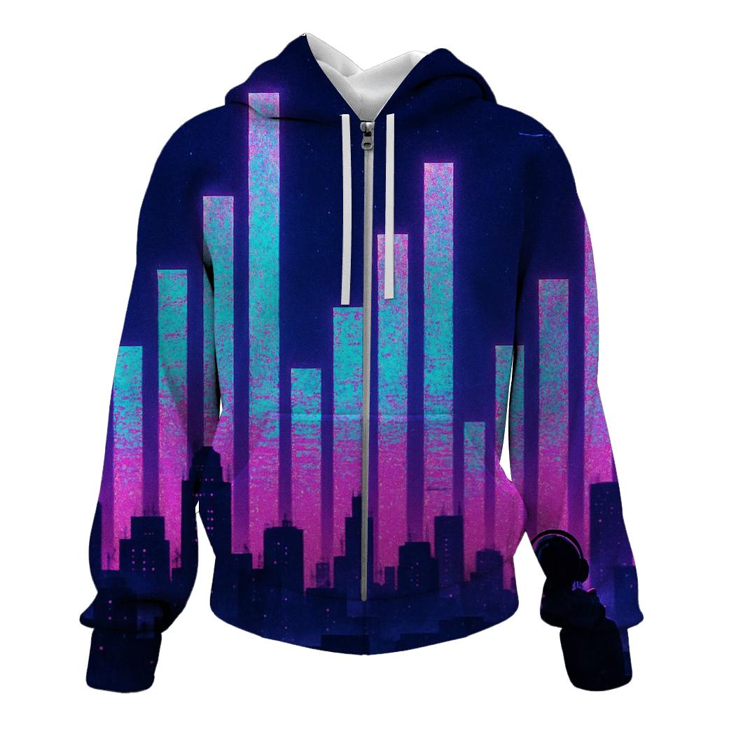 Neon Equalizer Skyline hoodie trends