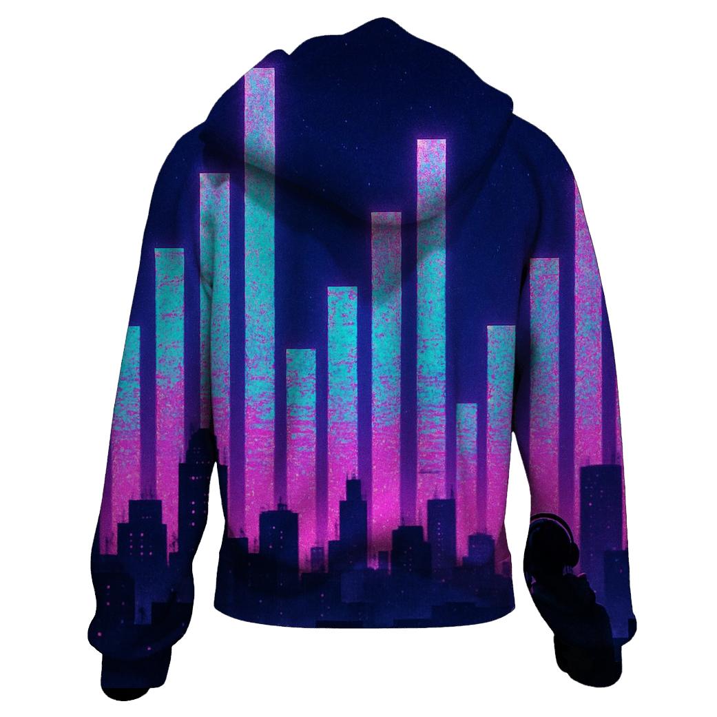 Neon Equalizer Skyline hoodie trends