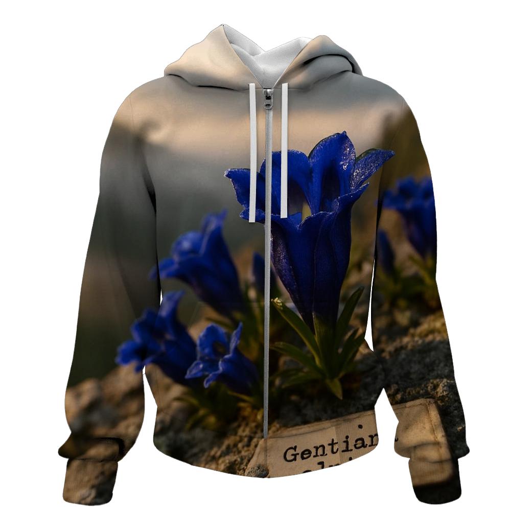 Alpine Gentian Study At Dawn hoodie designs