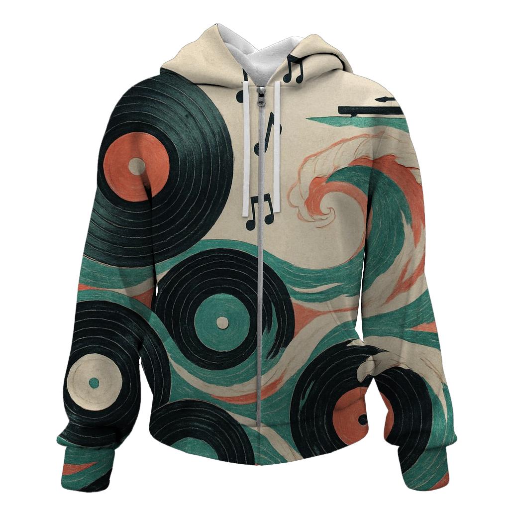 Vinyl Wave Collage pullover hoodies