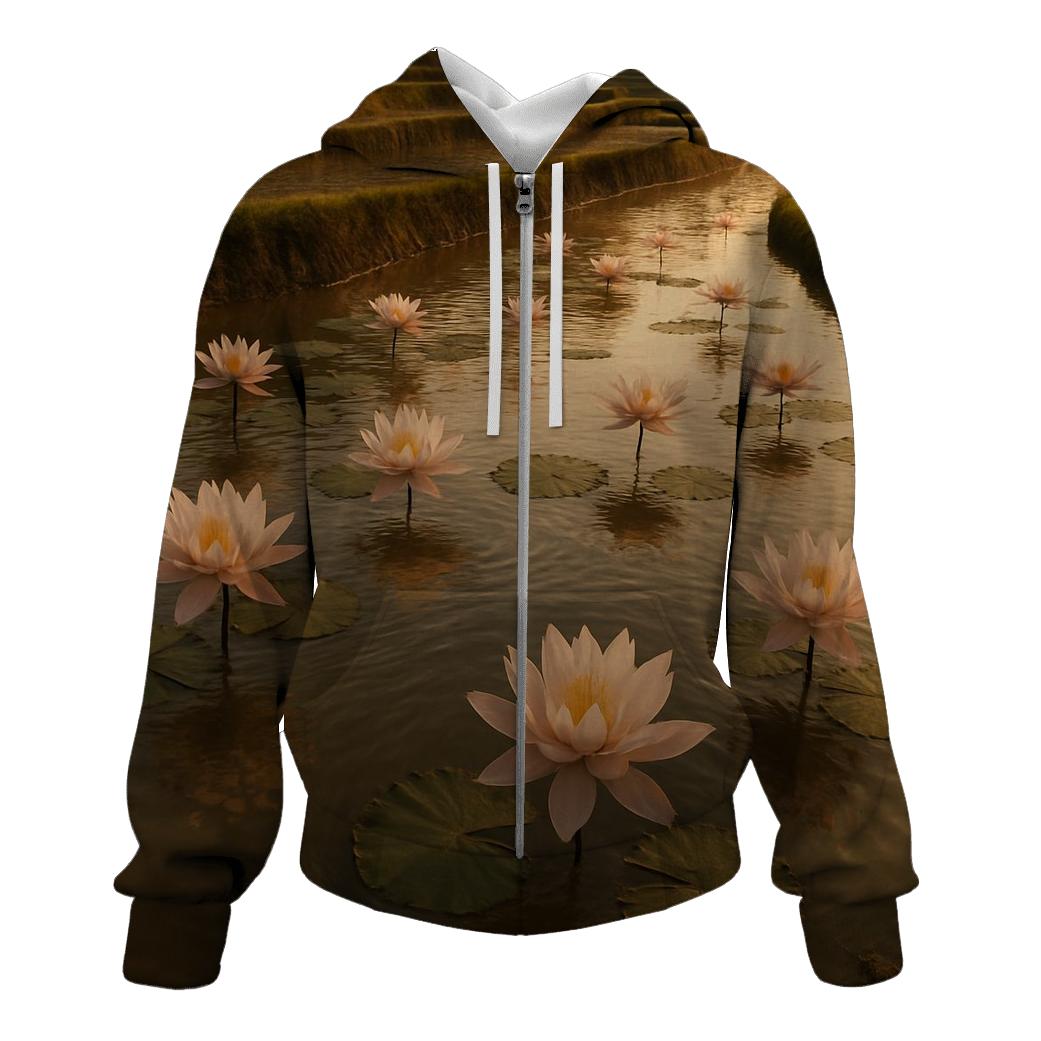 Rice Paddy Water Lily Reflection designer hoodies