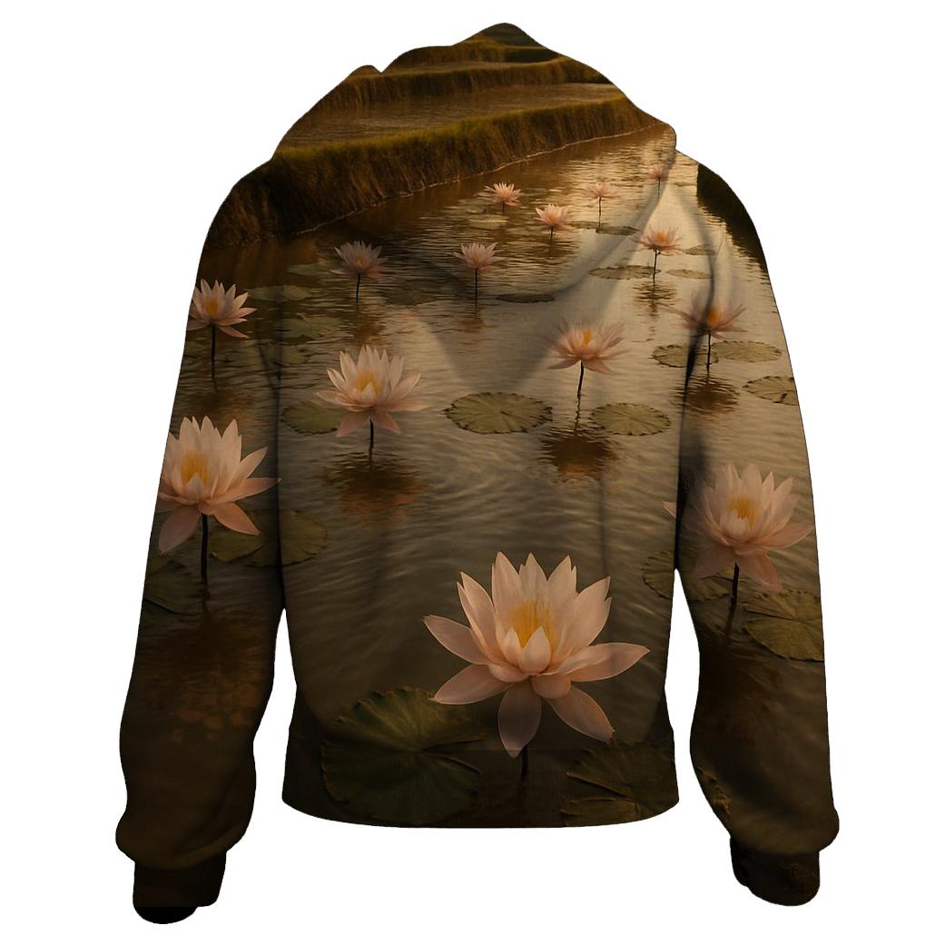 Rice Paddy Water Lily Reflection designer hoodies