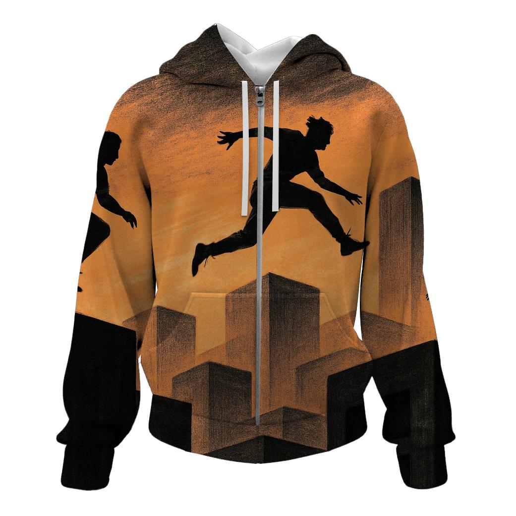 Parkour Urban Silhouette embroidered hoodies