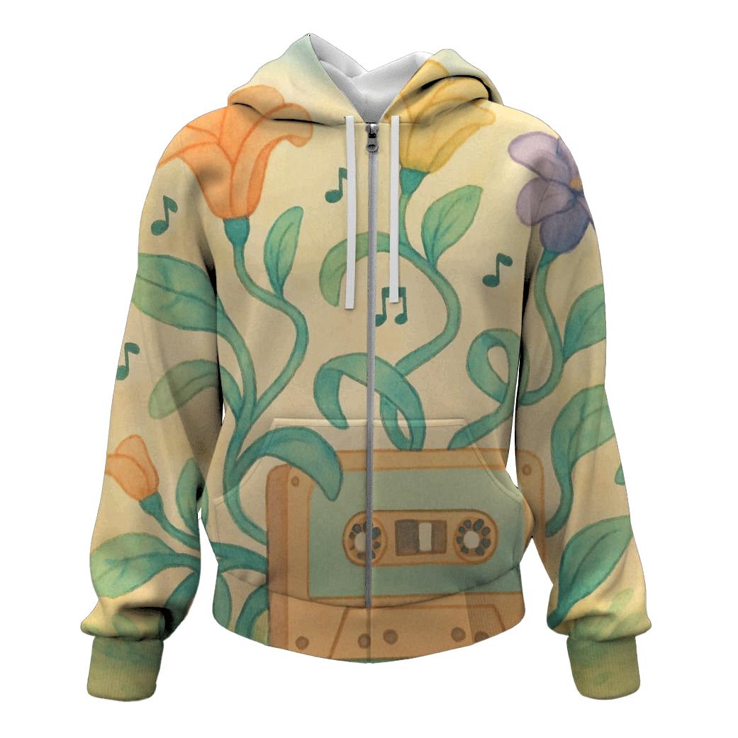 Cassette Tape Garden printed hoodies