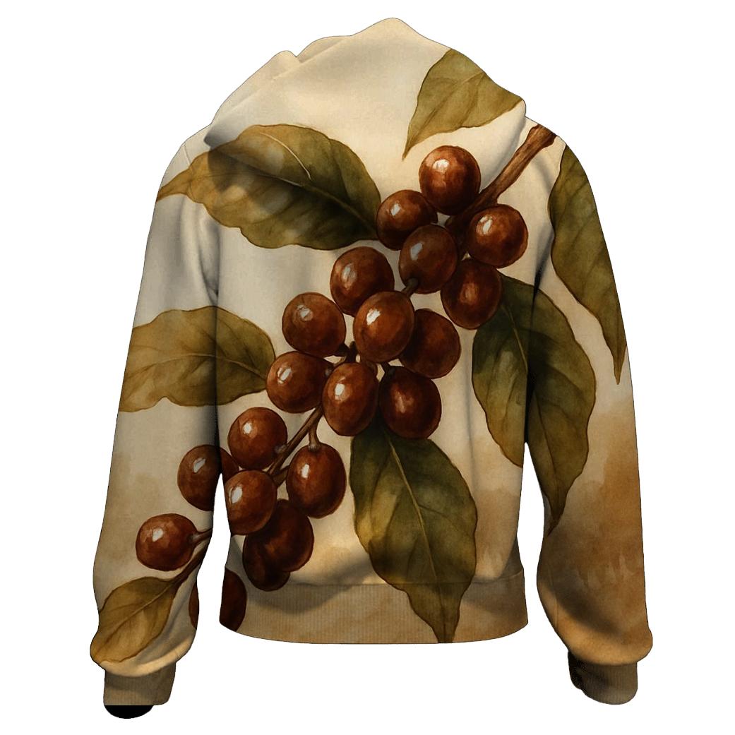 Coffee Cherry Branch zip-up hoodies