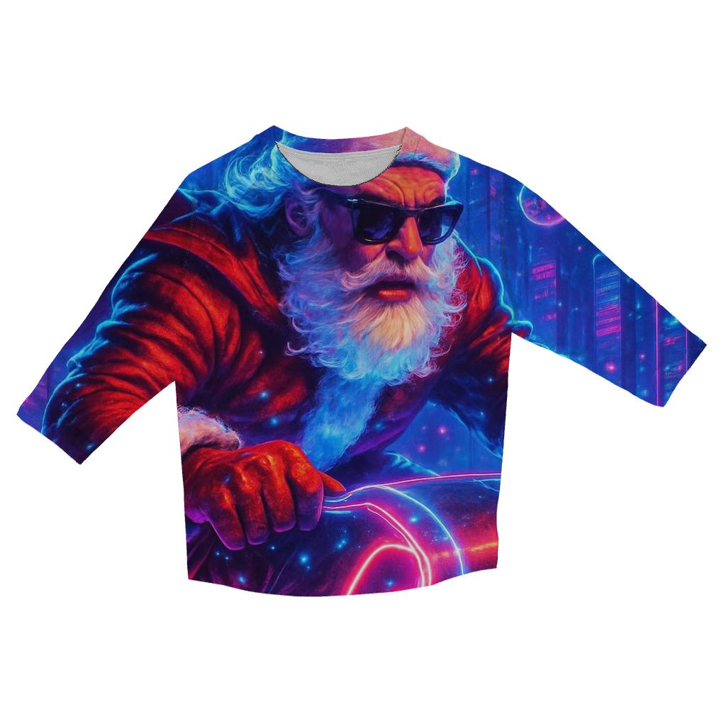 Neon Night Santa Rider personalized 3/4 sleeve tees