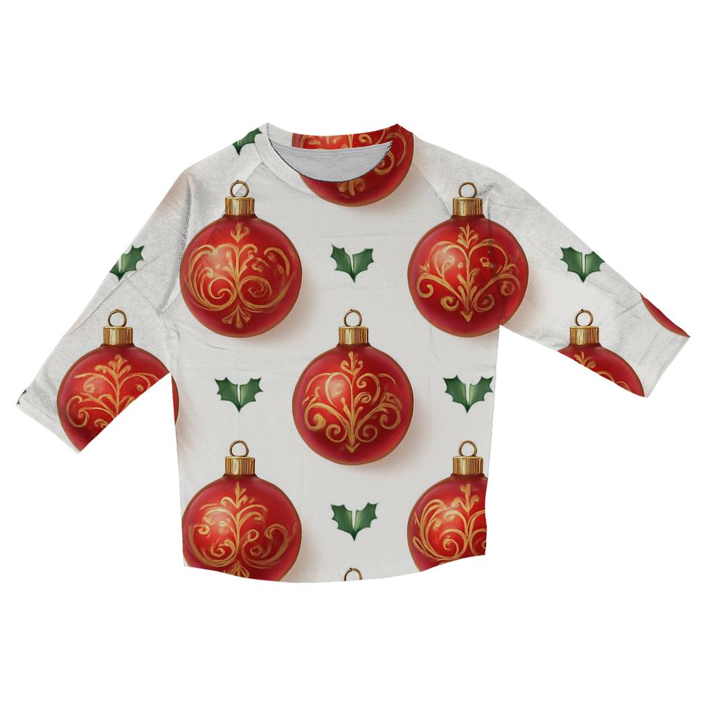Red Bauble Grid On White Background stylish quarter sleeve tops