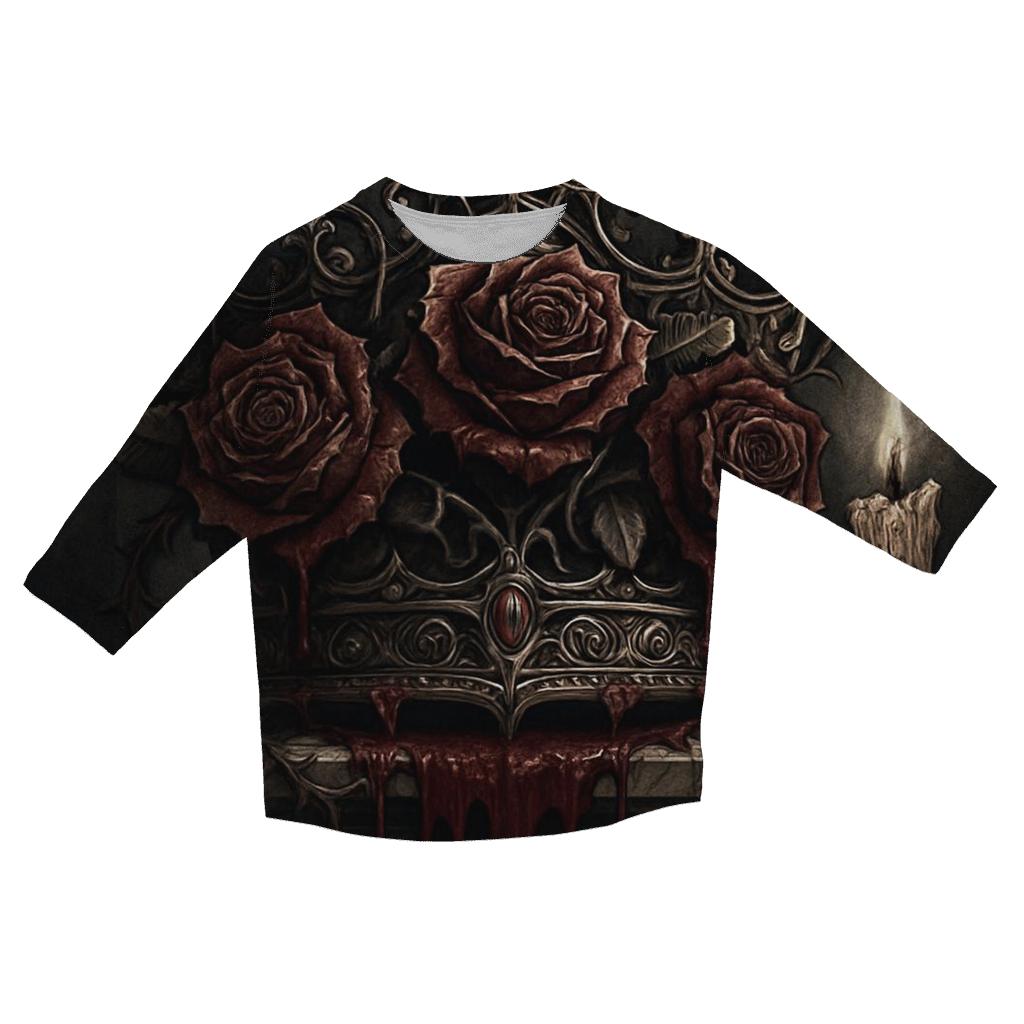 Bleeding Rose Crown fashion 3/4 sleeve shirts