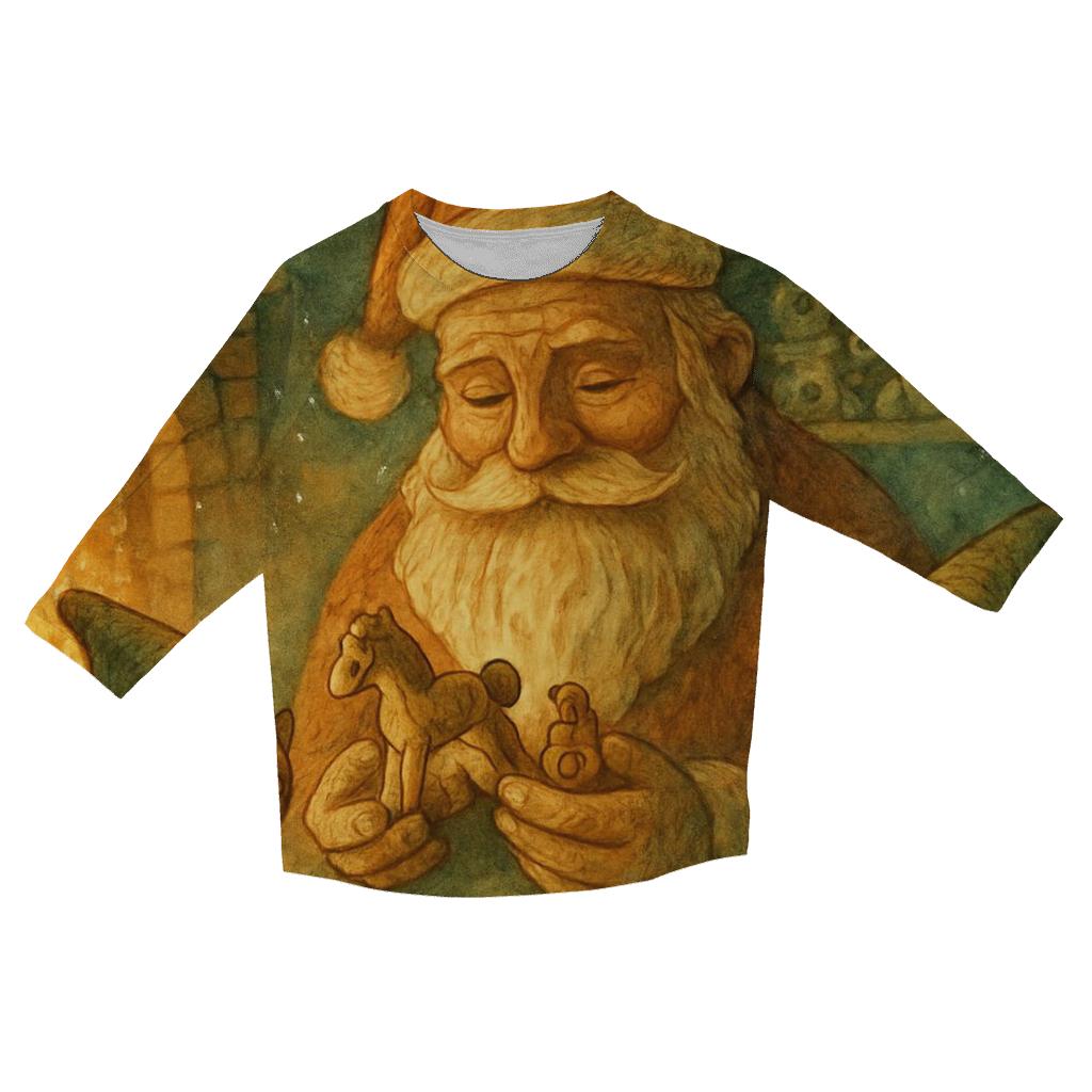 Woodland Workshop Santa Portrait custom 3/4 sleeve shirts