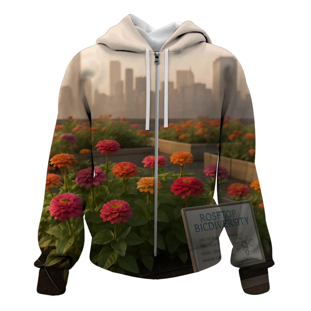 Urban Rooftop Zinnia Pollinator Garden designer hoodies