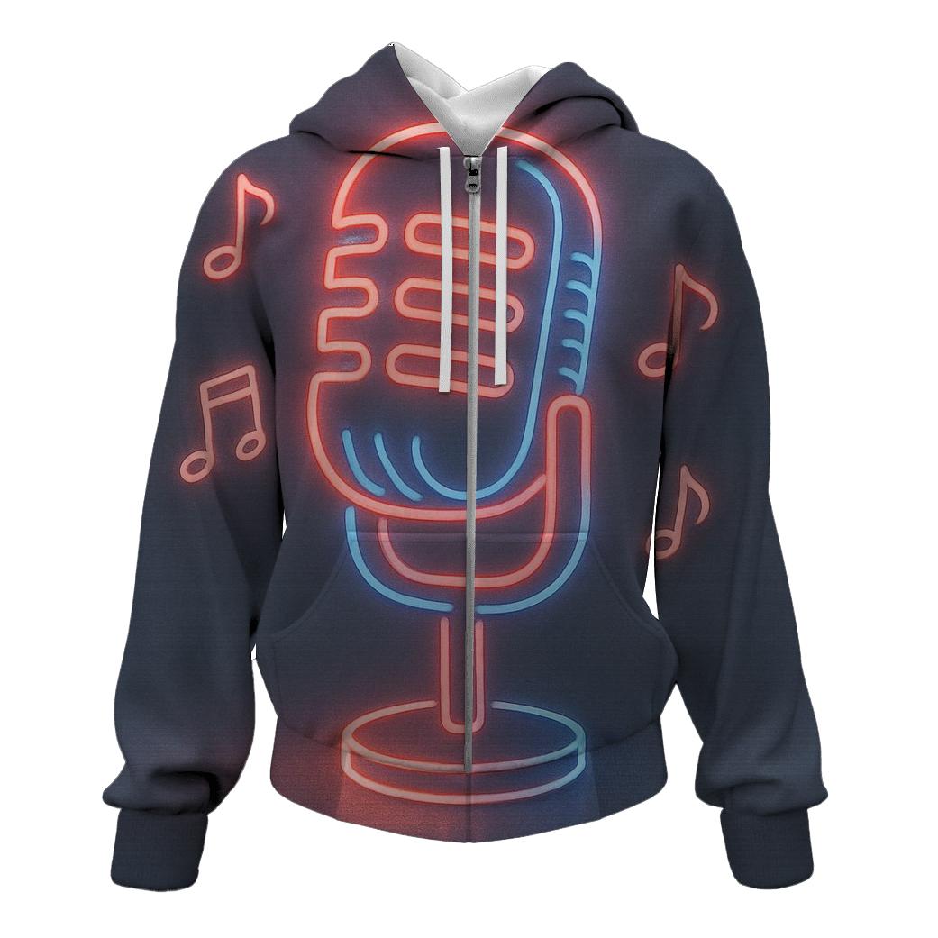 Microphone Neon Outline custom hoodies