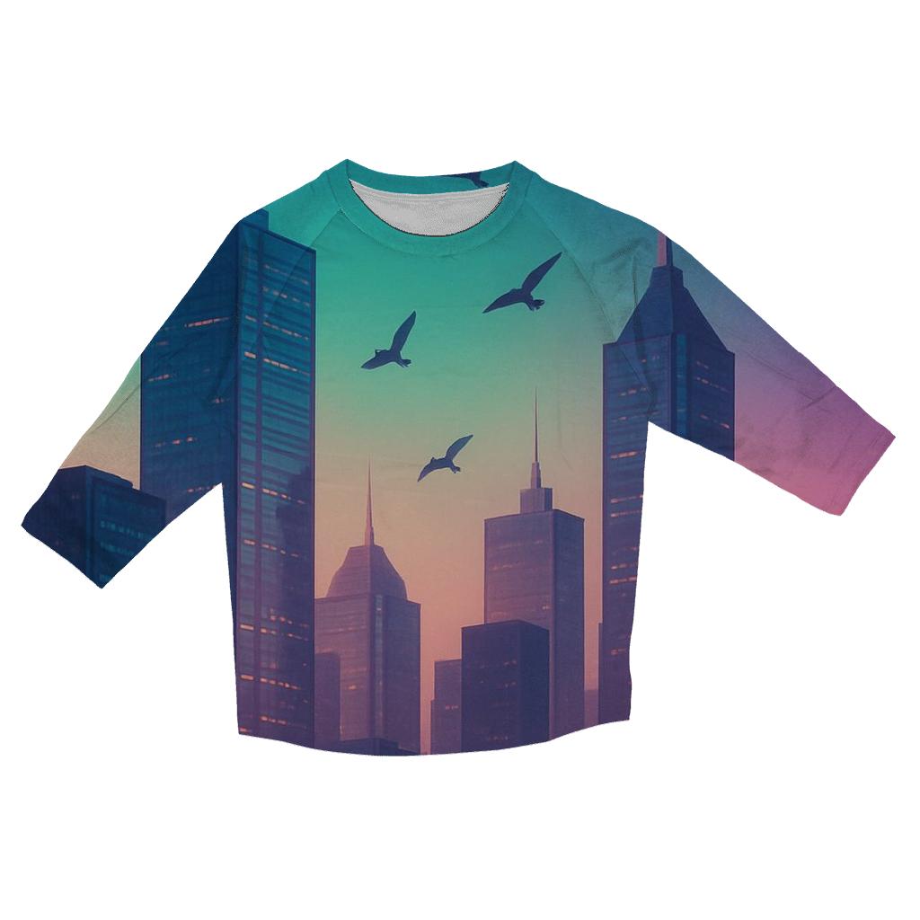 Teal Skyline Afterglow casual three quarter sleeve shirts