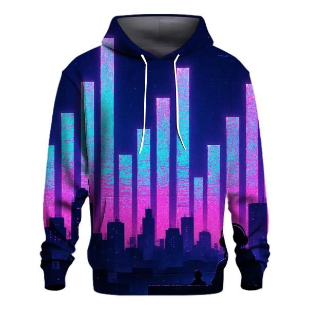 Neon Equalizer Skyline embroidered hoodies