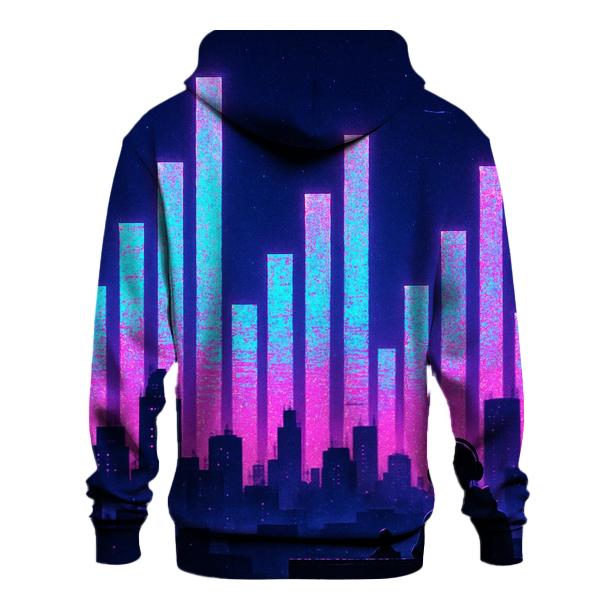 Neon Equalizer Skyline embroidered hoodies