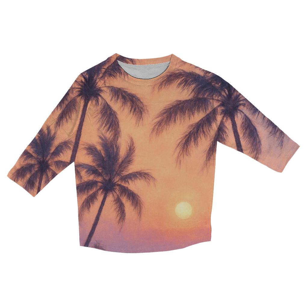 Pastel Palms Reverie trendy 3/4 sleeve tops
